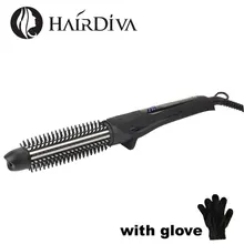 Нано керамическая расческа щипцы для завивки волос Корейская щипцы для завивки волос ЖК-электронный стайлер для волос с распутыванием волосы щетины Diva черный
