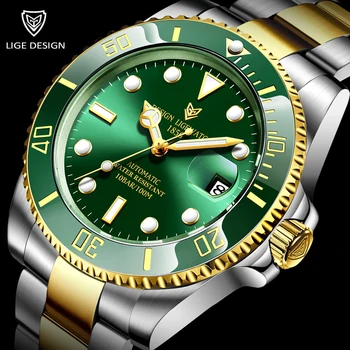 

LIGE 2020 New Men Mechanical Wristwatch Stainless Steel 316L Watch Top Brand Luxury Sapphire Glass Men Watches NH35 reloj hombre