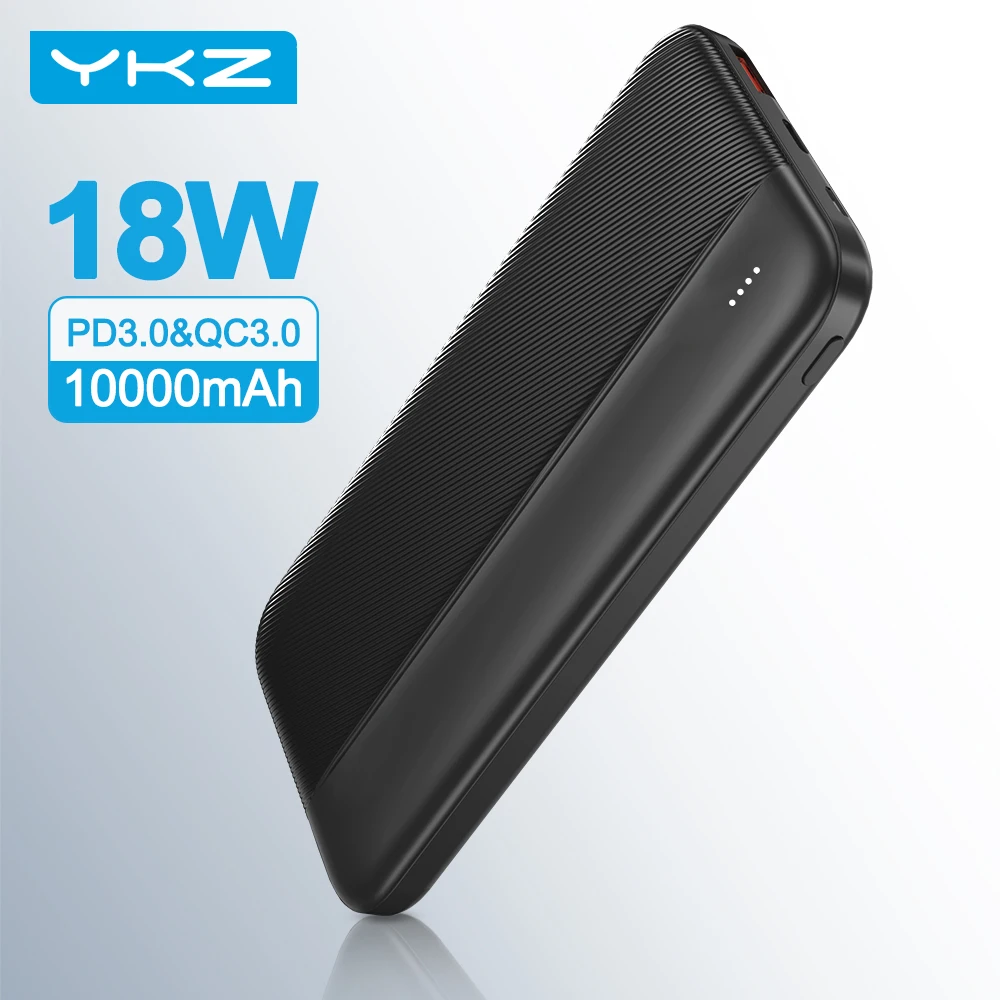 YKZ-cargador portátil de 10000mAh, Cargador USB tipo C PD 3,0 QC 3,0 18W, Batería Externa de carga rápida para Xiaomi y Huawei