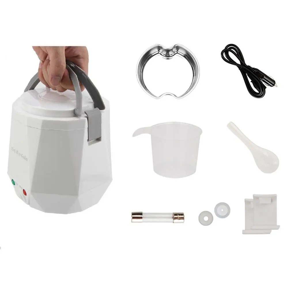 Car Rice Cooker 24v Truck 1.6l Rice Cooker Mini Rice Cooker 2 People-3 People White Safe Portable Insulation