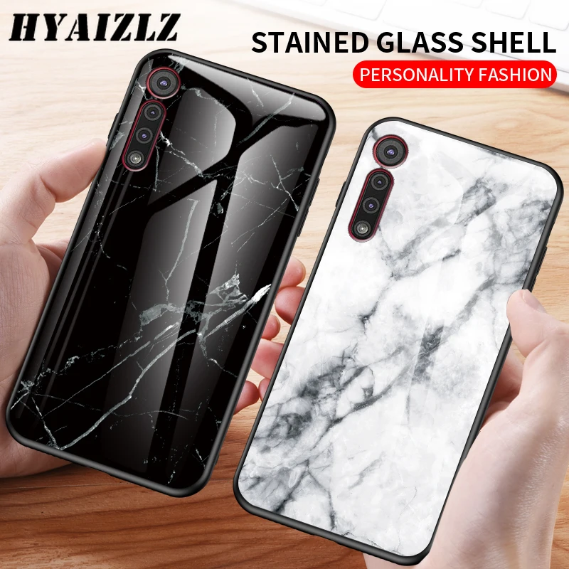 

Marble Pattern Case for Moto G8 G6 E5 G5S Plus E6 Play Ultra-thin Shell Soft TPU Frame 9H Tempered Glass Anti-Scratch Back Cover