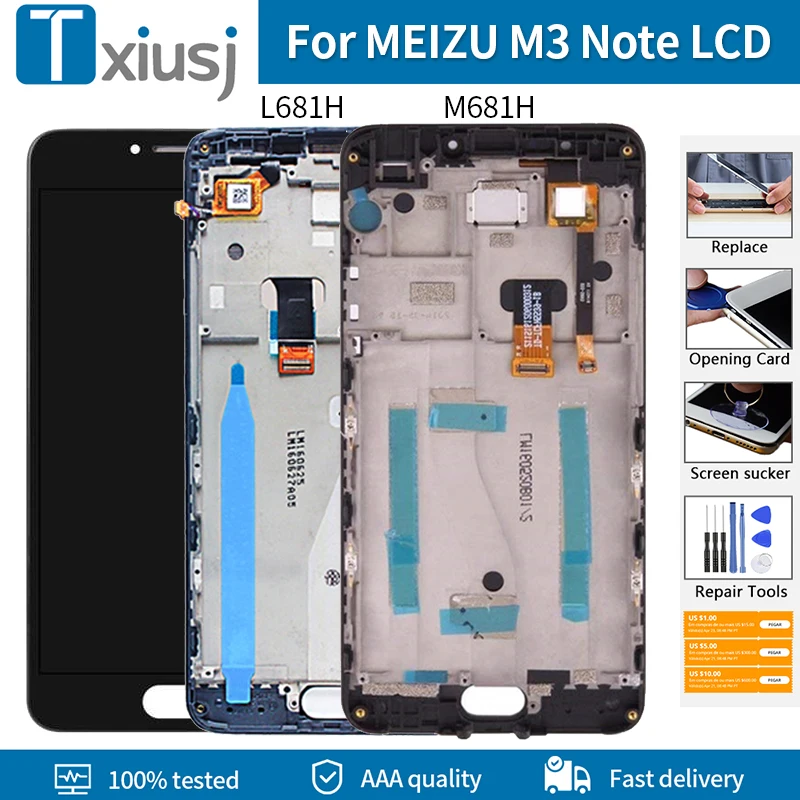 ЖК модуль 5 дюйма для MEIZU M3 NOTE M681H L681H дисплей с сенсорным экраном в сборе рамкой и
