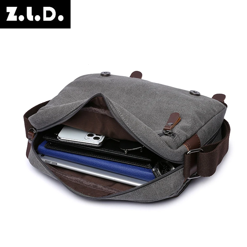 Sac à bandoulière en toile pour hommes, sac messager vintage, marque d'affaires décontractée, sac de voyage lancé, sacs à bandoulière pour ordinateur portable