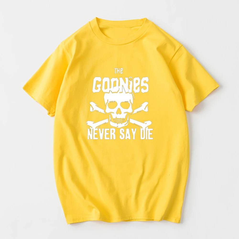 Креативный дизайн с черепом футболки надписью Never Say Die Goonies мужские изображением