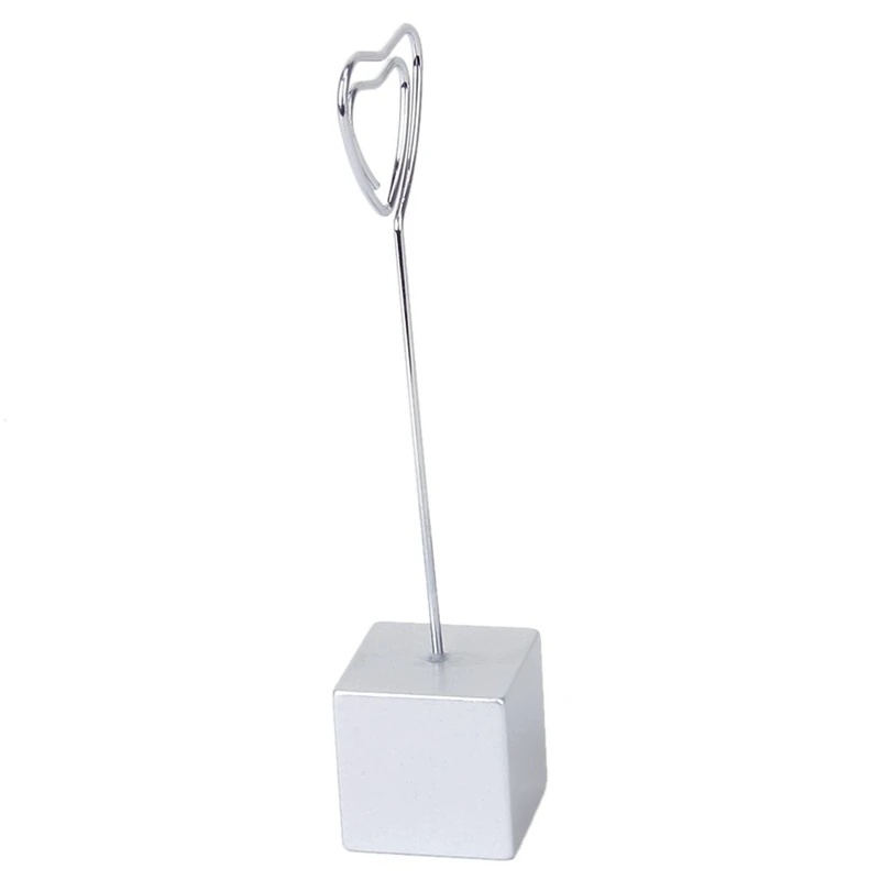 Silver Square Resin Base Map Image Photo Clip Holder Heart Shape Wire Hanger