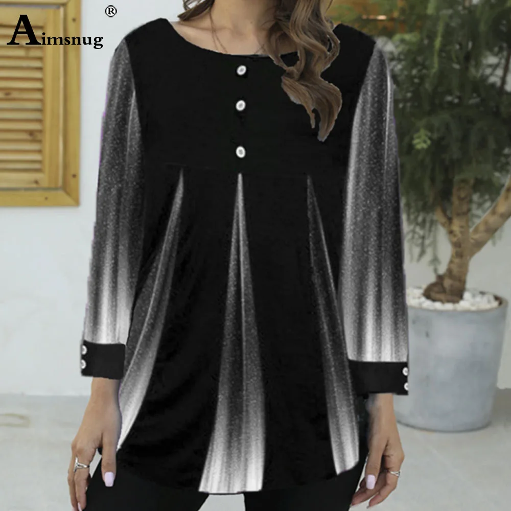 Aimsnug 2020 Women New Summer Street hipster Print Blue Tops 3/4 Sleeve Loose Ladies Tee Shirt Plus Size 4xl 5xl Female T-Shirt