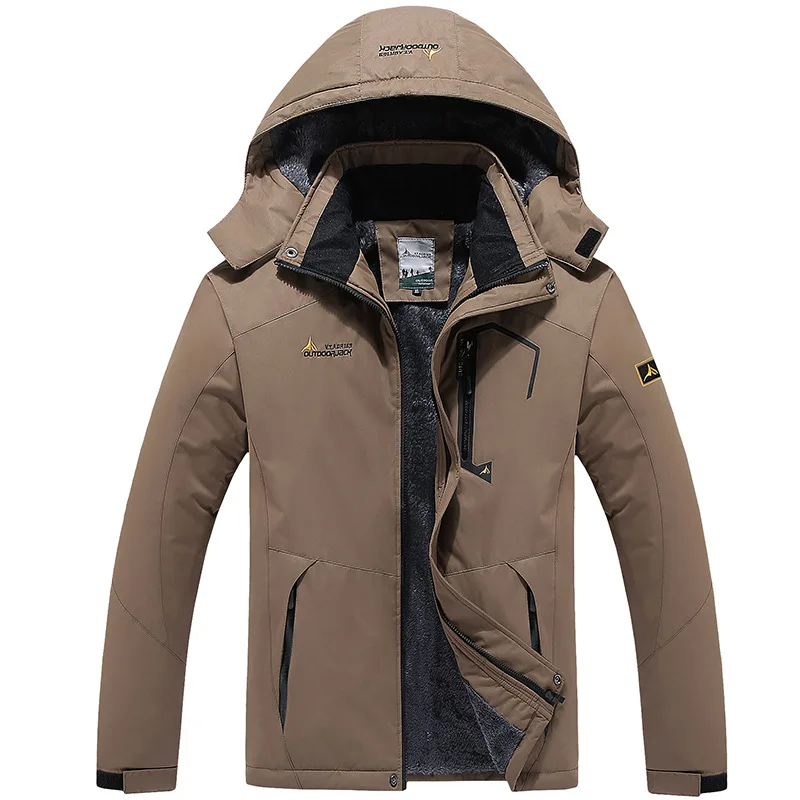 Men Brown Jacket TWTOPSE зимняя мужская водонепроницаемая Спортивная куртка для сноубординга, катания на лыжах, теплая куртка для велоспорта, рыбалки, ветрозащитная походная флисовая верхняя одежда - Цвет: Men Brown Jacket