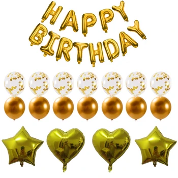 

31pcs Gold Letter Balloons Chrome Set Happy Birthday Kids Metal Balloons Graduation Party Boys Girl Balloons Wedding Decoration