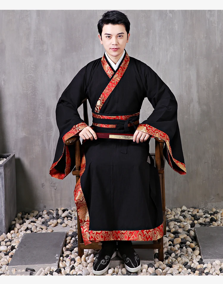 Китайский Hanfu мужские костюмы косплей Древние Традиционные мужские костюмы восточные черные длинные платья фильм ТВ сценическая одежда