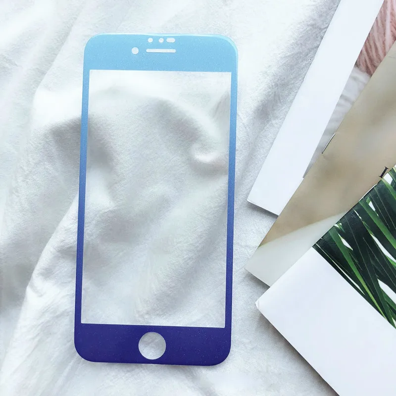 Полное покрытие, закаленное стекло для iPhone 6, 6s, 7, 8 Plus, цветная Защитная пленка для экрана, Защитное стекло для iPhone 7, 8 plus, стекло - Цвет: blue