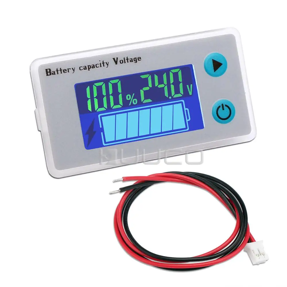 Цифровой Батарея индикатор 12V 24V аккумулятор вольтметра Ёмкость температура монитора Дисплей метр Панель 10-100V детектор батареи