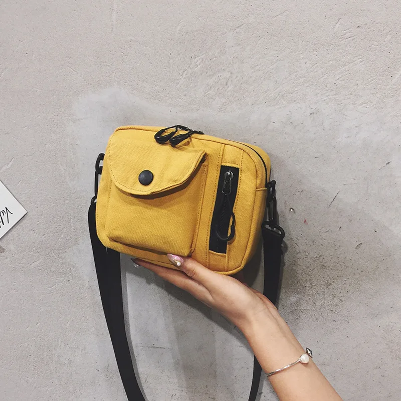 Женская модная сумка летняя новая стильная небольшая Холщовая Сумка женская универсальная однотонная сумка на плечо в стиле хип-хоп для девочек