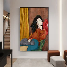 

Nordic Retro Figure Canvas Painting Wall Art Print Interior Home Decoration Abstract Picture Living Room Decorative Wall Poster