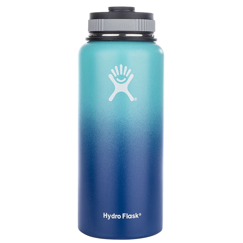 light green blue Фляга гидро бутылка для воды из нержавеющей стали с вакуумной изоляцией с широким горлом+ бутылки гидро фляга - Цвет: light green blue