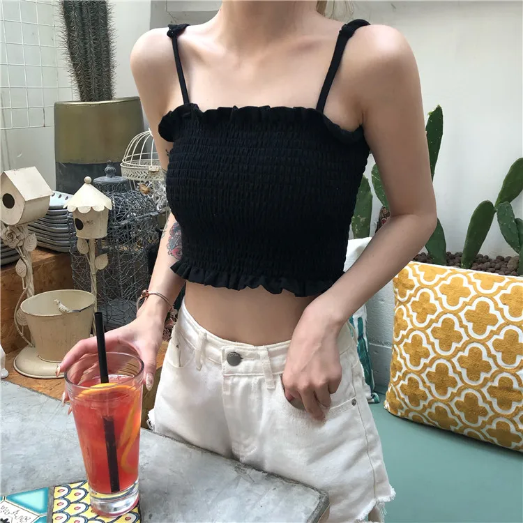 

Summer Korean version of the small strap Harajuku vest female students loose wild wear short sexy backless sleeveless shirt