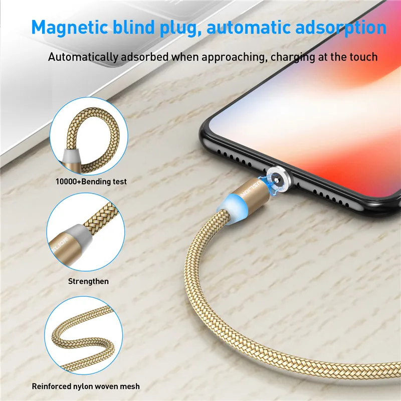 USLION 2 м 3 м светодиодный магнитный кабель Micro usb type C зарядное устройство для iPhone 11 Pro XS Max usb зарядный кабель для huawei samsung Xiaomi