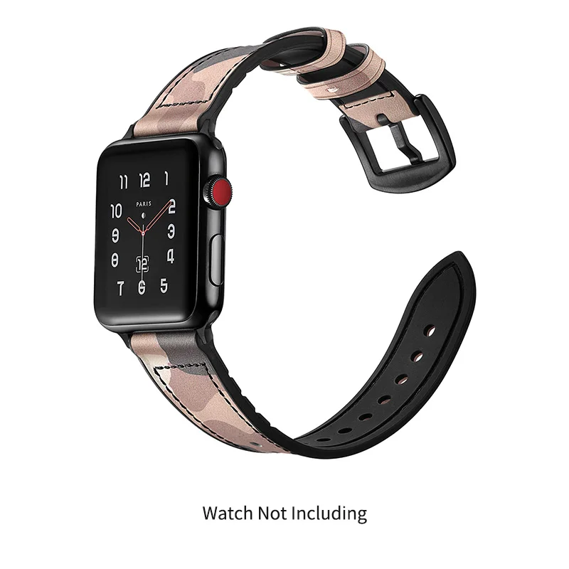 Камуфляжный дышащий ремешок ALPQ для Apple Watch 38 мм 40 мм 42 мм 44 мм браслет из натуральной кожи для iwatch серии 5 4 3 2 1