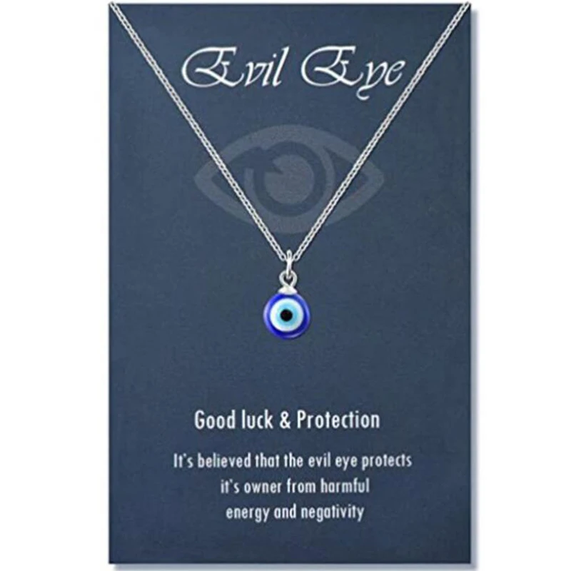 Evil Eye Chain Necklace Blue Eyes Amulet Pendant Necklace Ojo