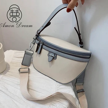 

Soft PU Leather Saddle Bag Contrast Small Shoulder Crossbody Bags for Women 2020 Luxury Handbags Women Bags Designer Sac A Main