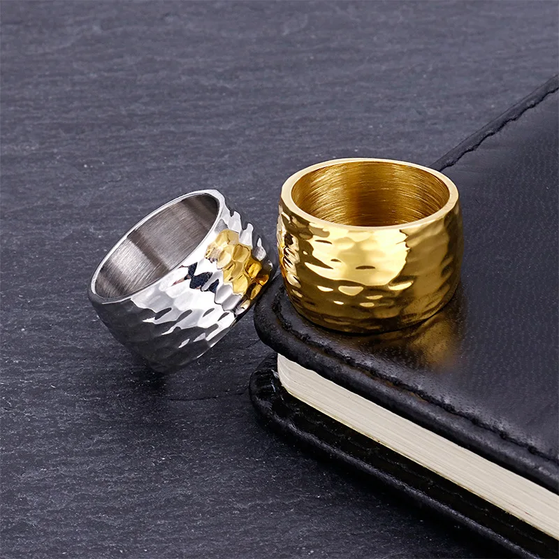 Gold Color Ring Gold Color Titanium Wave Ring for Women Highly Polished Stainless Steel Shiny 10mm Wide Ring