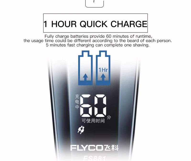 FLYCO FS881 электробритва умный светодиодный дисплей IPX7 поддержка всего тела моющийся станок для бритья для мужчин