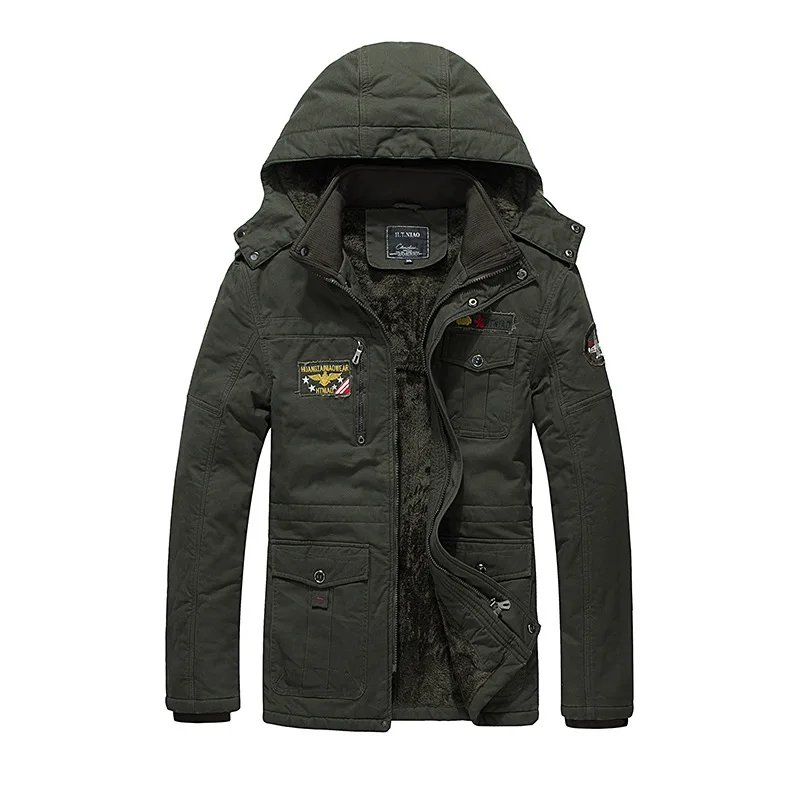 men's hooded velet oversized tactical bomber pilot biker jacket hip hop streetwear windbreaker jackets coats masculine vintage - Цвет: Армейский зеленый
