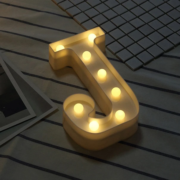 J DIY 26 английские буквы светодиодный ночной Светильник Marquee знак Алфавит 3D настенный ночной Светильник домашняя одежда для свадьбы, дня рождения Декор - Цвет: J