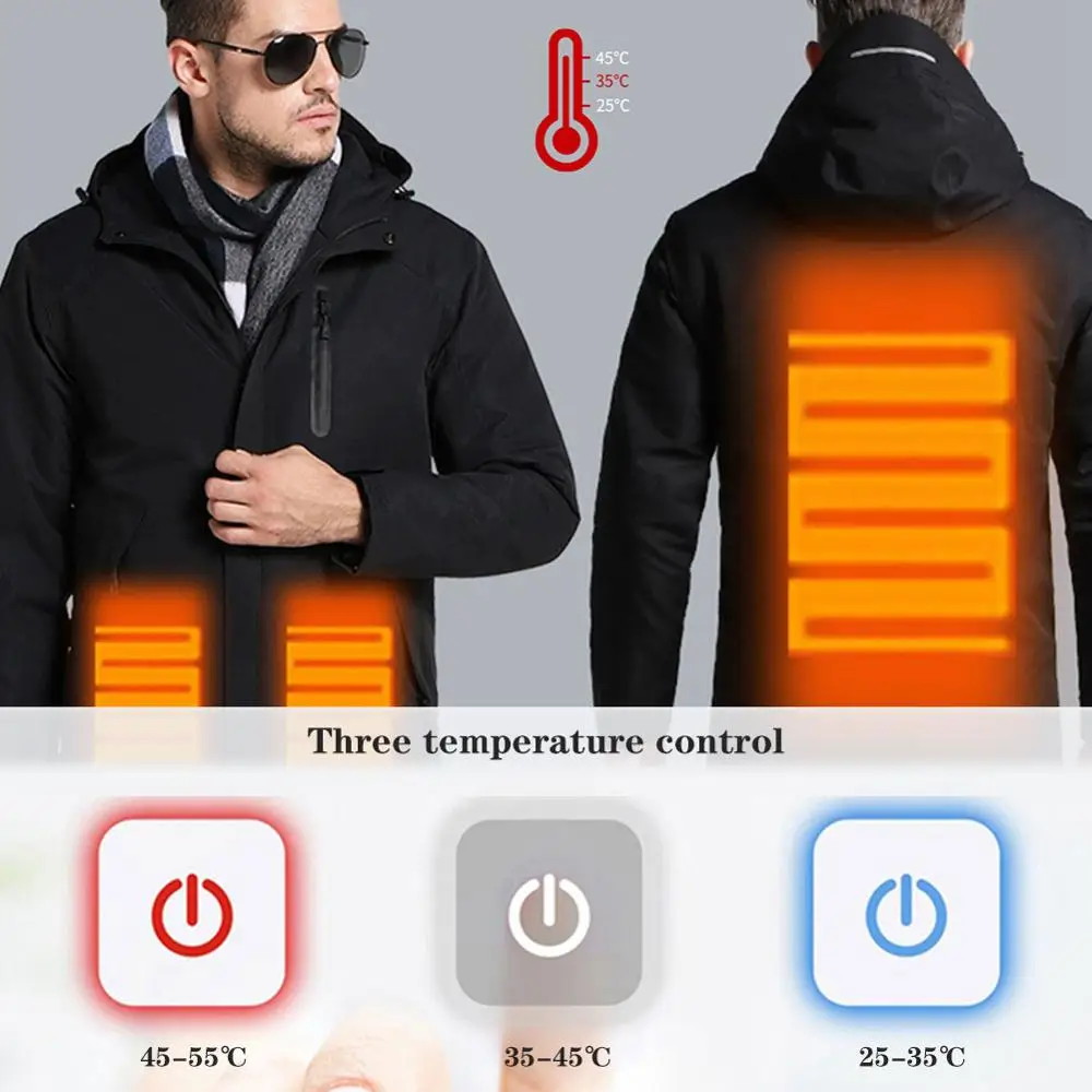 Мужские и женские зимние толстые хлопковые куртки с USB-подогревом уличная