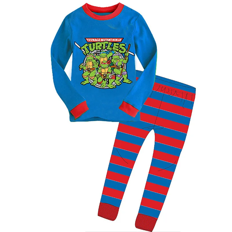 Трикотажные детские пижамы С черепашками-ниндзя для мальчиков; одежда для детей; домашняя одежда; детская одежда