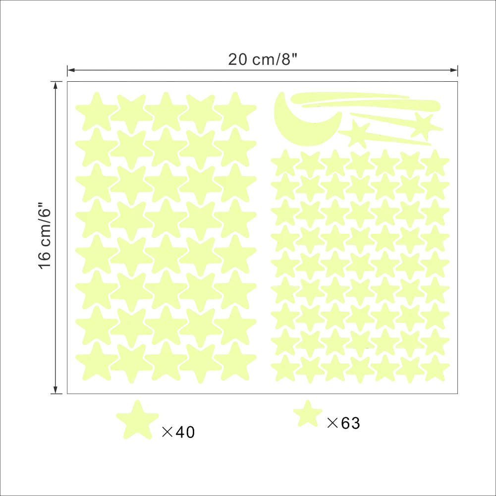 Moon Stars Meteor Luminous Sticker Glow In the Dark Stickers for Kid RoomBedroom Accessories Kitchen Room DIY poster Home Decor