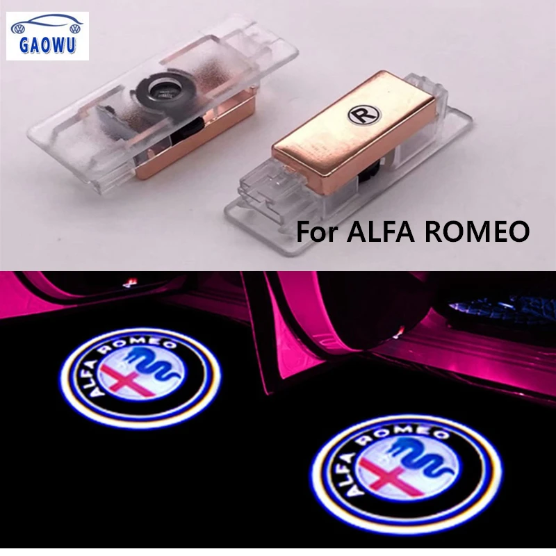 

2X For Alfa Romeo Welcome Light Car Door Logo Projector Ghost Laser Shadow Lamp For Giulietta Mito Stelvio Giulia Spider Brera