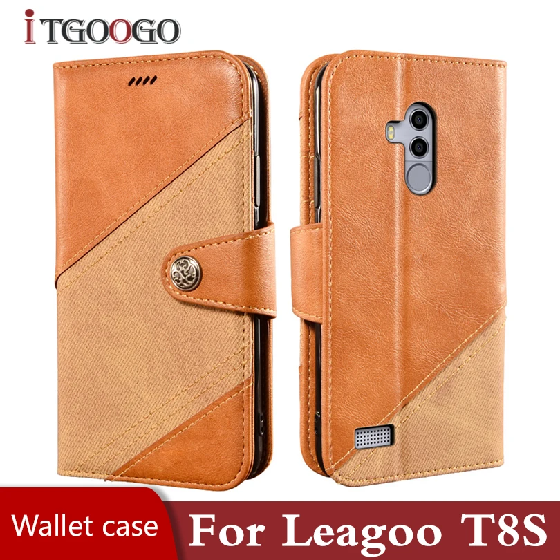 Чехол для Leagoo T8S задняя крышка ударопрочный магнитный Роскошный кошелек