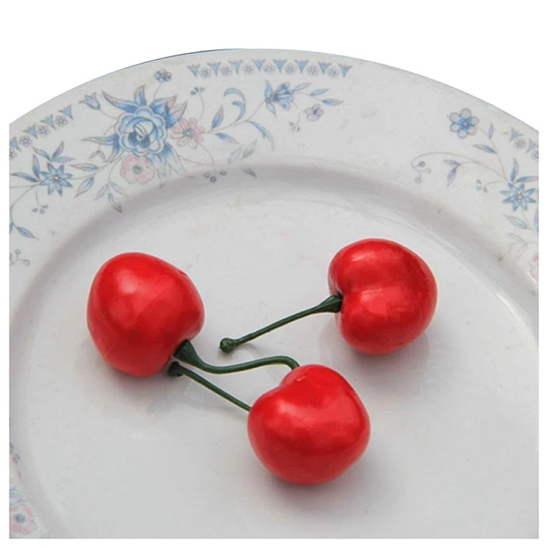 Fashion-Artificial Lifelike Simulation Red Cherries Fake Fruit for Party Decoration(pack of 50