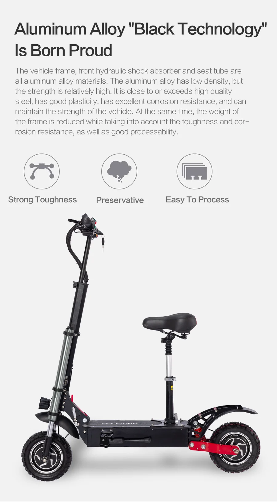 Janobike10-inch трехколесный электрический самокат для взрослых 52V2400W двухмоторный Складной электрический самокат с сиденьем
