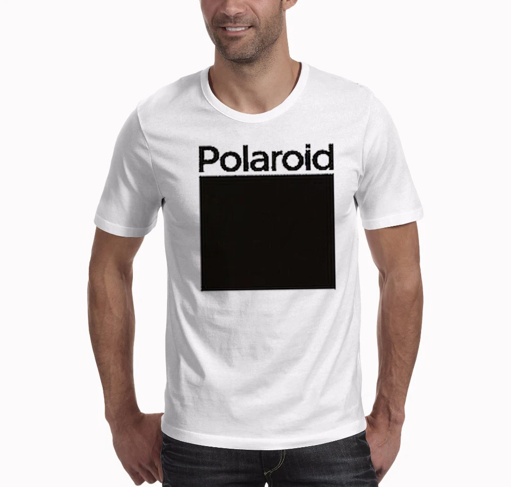 Летние мужские футболки с коротким рукавом, повседневные футболки Polaroid с забавным принтом для мужчин