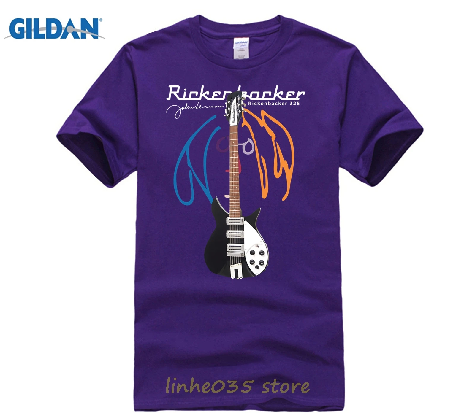 John-Lennon-Rickenbacke-Guitar-T-Shirt-Men-s-Black-S-3xl-New-Tops-Print-Letters