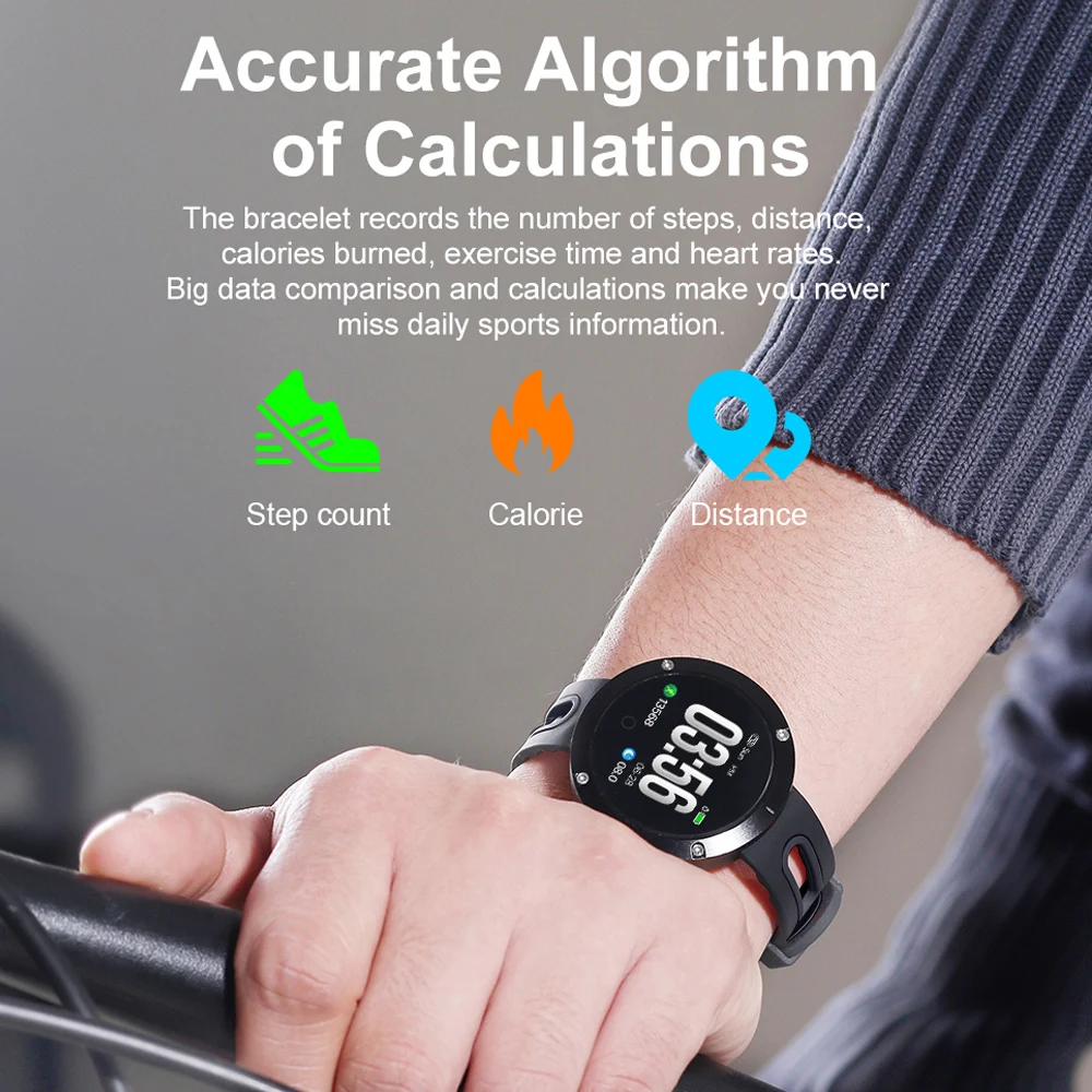 DM58 Plus Bluetooth Smart Watch Men Fitness Bracelet Tracker 1.22" IP68 Waterproof Watch Sleep Heart Rate Monitor Wristwatches