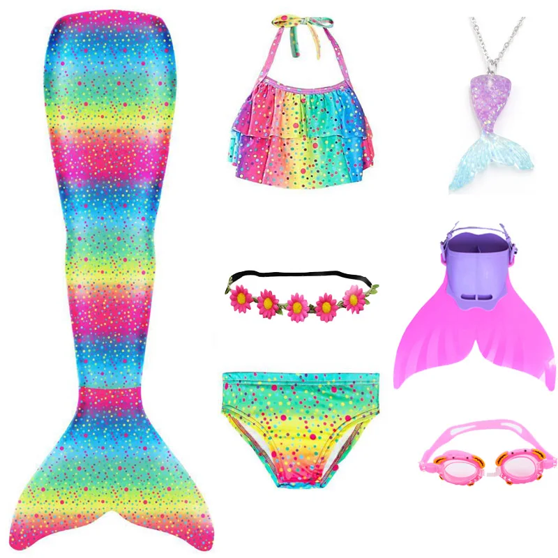 Детский купальный костюм с хвостом русалки для девочек комплект плавания