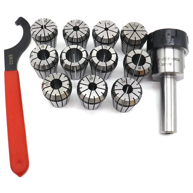 3/4 Straight Shank Er32 Chuck With 11 Pc Collets Set