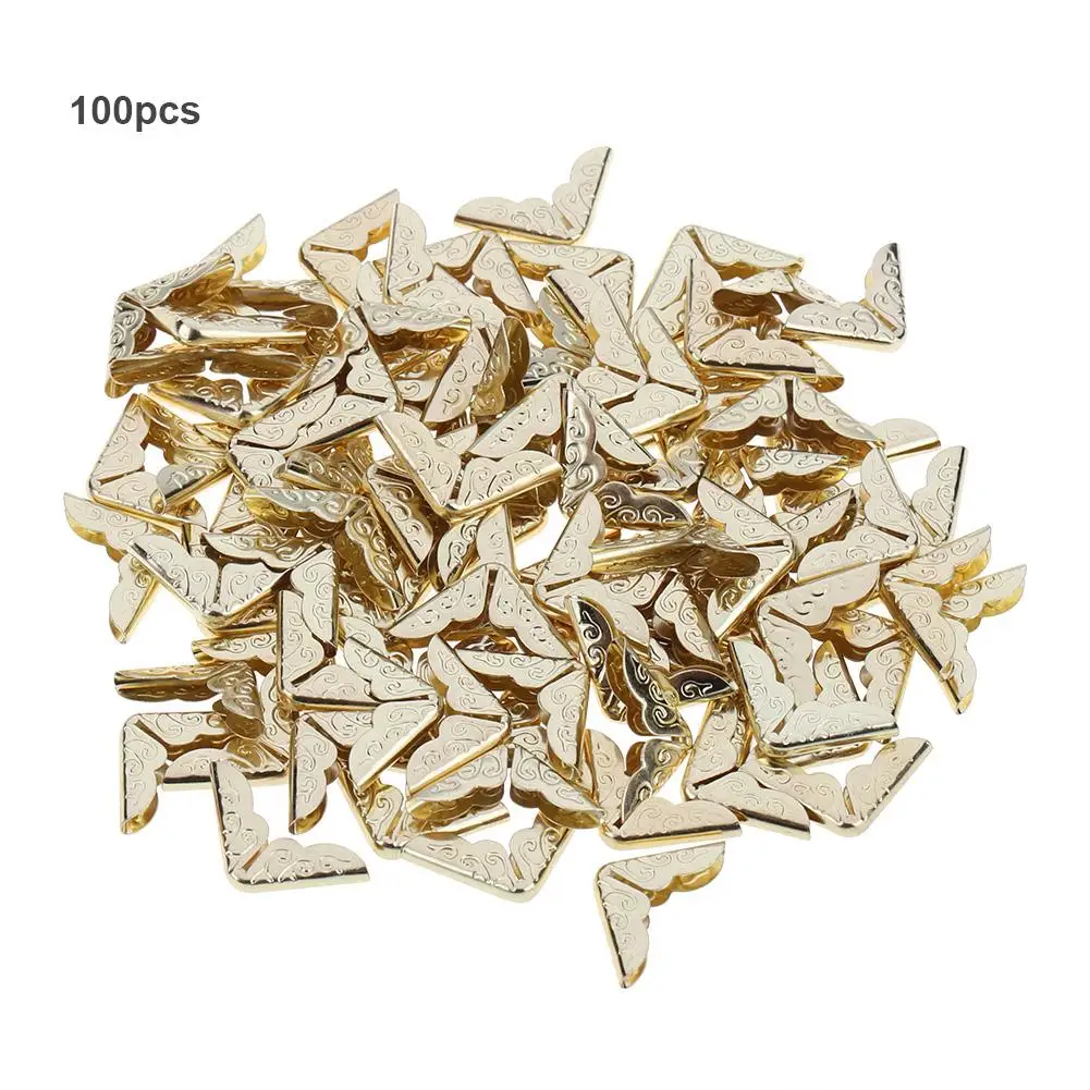 100pcs Tone Scrapbooking Albums Corner Protectors Card File Menu Metal Book Laptop Corner Protector Scrapbooks,Photo Albums