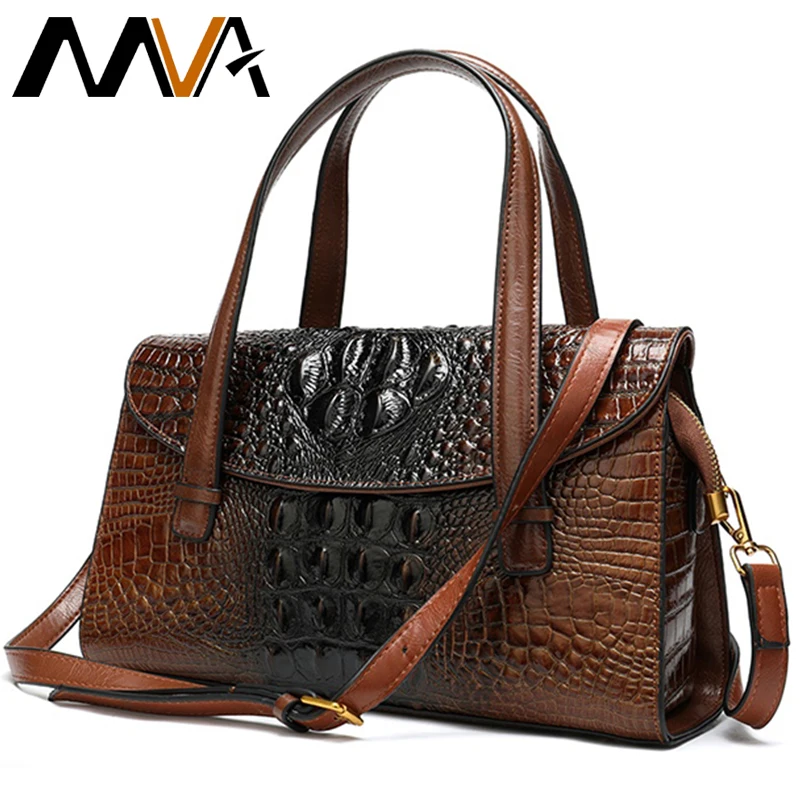 

MVA Alligator Pattern Shoulder Bag Women's Genuine Leather Handbags Female Messenger Bag Vintage Tote Top-handle Bags Ladies 993