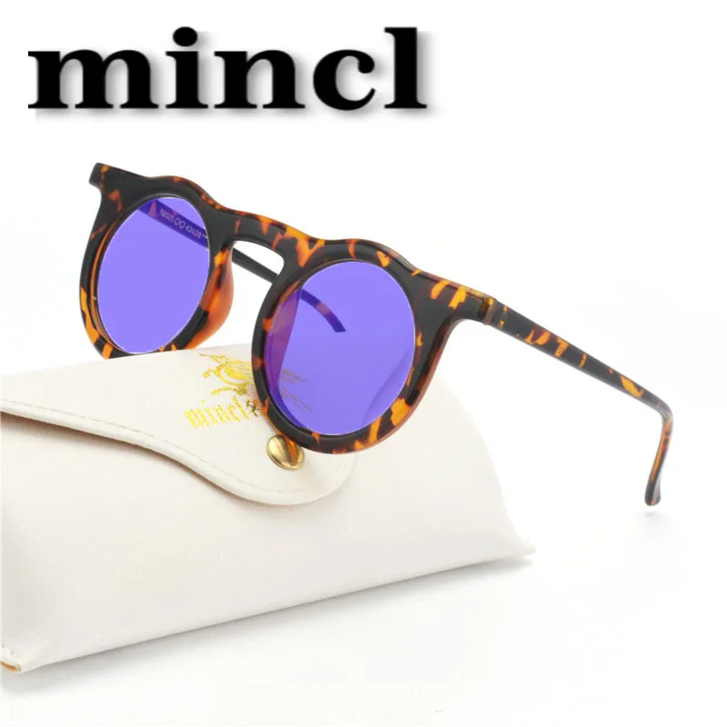 MINCL классические брендовые дизайнерские модные круглые панк Солнцезащитные очки Мужские Винтажные панк Круглые Солнцезащитные очки для мужчин ретро розовые очки NX