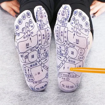 

1 Pair Unisex Reflexology Pressure Points Socks Women Men Foot Massage Reflexology Cotton Socks Massage Stick