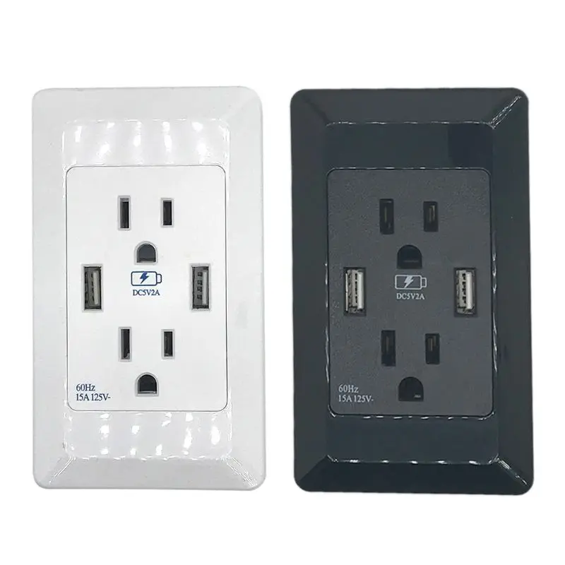 Us Standard Dual Usb Wall Socket Charger 15a 125v Adapter Charger 15a 125v Adapter