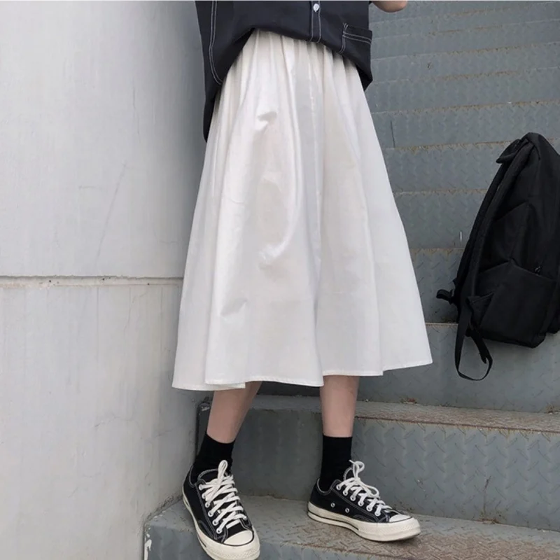 Skirt Autumn Womens Skirts New Loose Long Section Of High Waist Thin Solid Color Large Swing Women Skirt High Waist Jupes!: