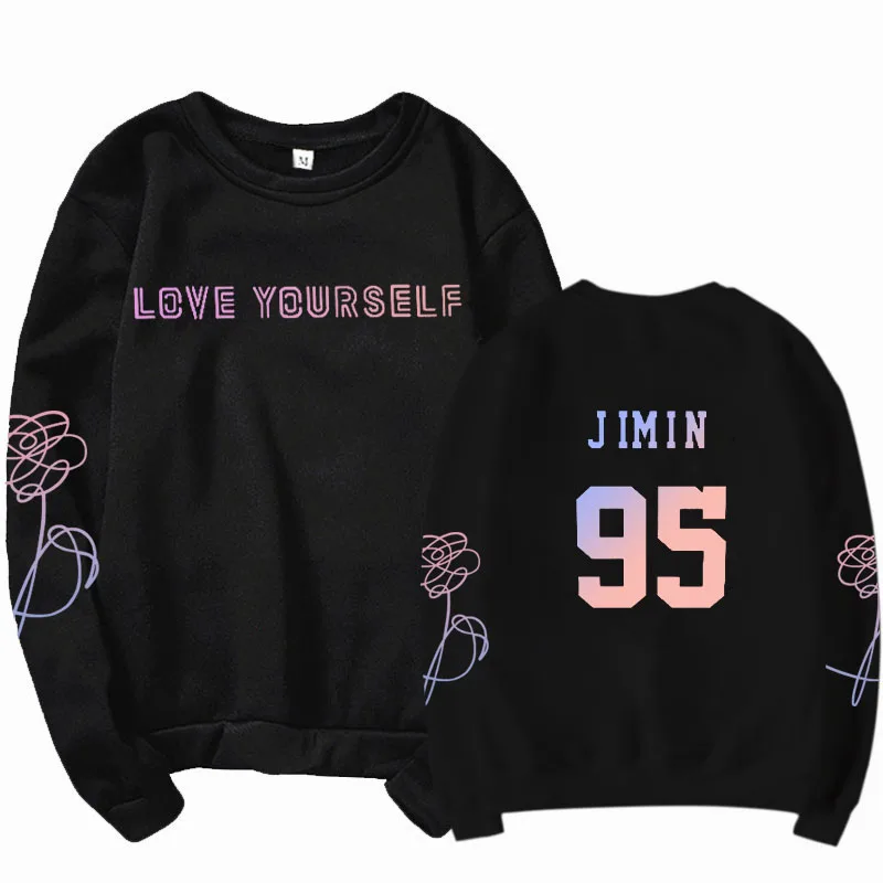 Sweatshirtblack95j2 Love yourself, толстовка answer idol, Bangtan boys Kpop v(taehyung) jungkook jimin suga jhope RM rapmonster jin Harajuku style - Цвет: Sweatshirtblack95j2