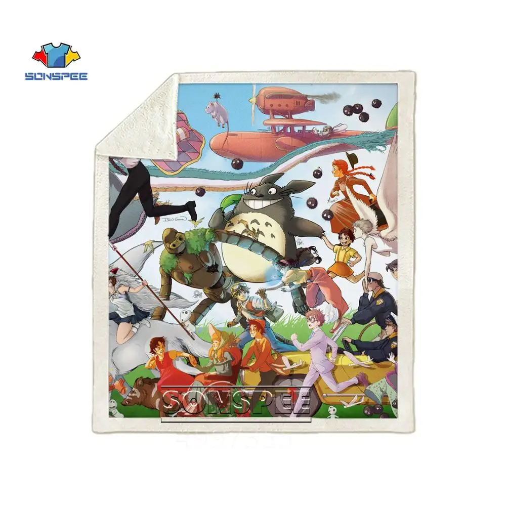 Одеяло SONSPEE THE WIND RISES Totoro Harajuku для детей и взрослых с 3d принтом, покрывало для дивана, стеганое одеяло, сохраняющее тепло, постельные принадлежности, Классическое Одеяло с рисунком аниме