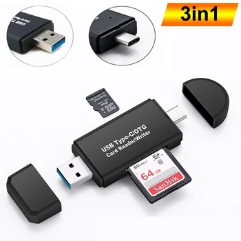 

SD Card Reader USB C Card Reader 3 In 1 USB 2.0 TF/Mirco SD Smart Memory Card Reader Type C OTG Flash Drive Cardreader Adapter