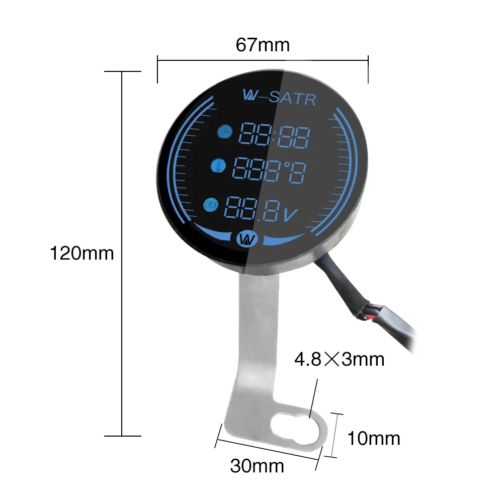 Sclmotos-3в1 черный мотоцикл ATV светодиодный измеритель напряжения часы Универсальный электронный цифровой термометр время температуры