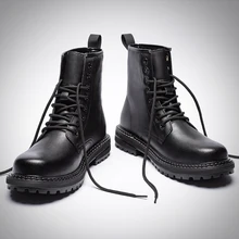

Men Genuine Leather Boots Shoes For Mens 2022 Spring Autumn New Fashion Casual Martin Boots British style Fleece Mens Work Shoes